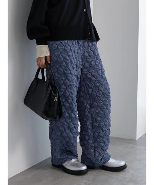 Samansa Mos2 blue（サマンサモスモスブルー）の「ふくれジャカードパンツ（その他パンツ・レディース・ブルー/シルバーグレー/ブラック・F）」の12枚目の写真