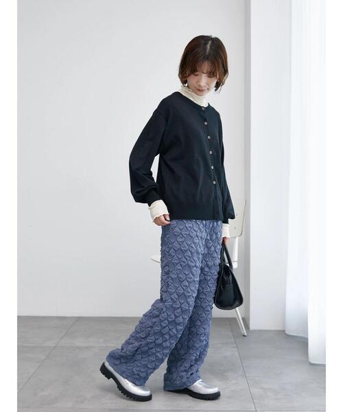 Samansa Mos2 blue（サマンサモスモスブルー）の「ふくれジャカードパンツ（その他パンツ・レディース・ブルー/シルバーグレー/ブラック・F）」の13枚目の写真