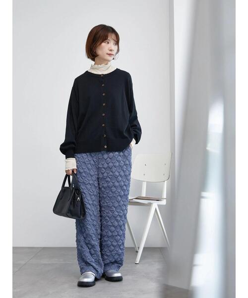 Samansa Mos2 blue（サマンサモスモスブルー）の「ふくれジャカードパンツ（その他パンツ・レディース・ブルー/シルバーグレー/ブラック・F）」の14枚目の写真