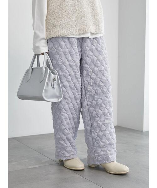 Samansa Mos2 blue（サマンサモスモスブルー）の「ふくれジャカードパンツ（その他パンツ・レディース・ブルー/シルバーグレー/ブラック・F）」の15枚目の写真