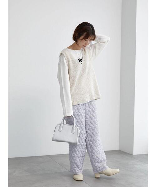 Samansa Mos2 blue（サマンサモスモスブルー）の「ふくれジャカードパンツ（その他パンツ・レディース・ブルー/シルバーグレー/ブラック・F）」の16枚目の写真