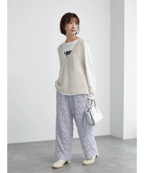 Samansa Mos2 blue（サマンサモスモスブルー）の「ふくれジャカードパンツ（その他パンツ・レディース・ブルー/シルバーグレー/ブラック・F）」の18枚目の写真