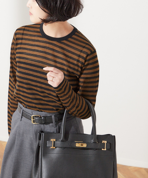 journal standard L'essage（ジャーナルスタンダードレサージュ）の「ARLES シアープルオーバー（ニット/セーター・レディース・ブラック/ブラウン/ライトグリーン・FREE）」の2枚目の写真