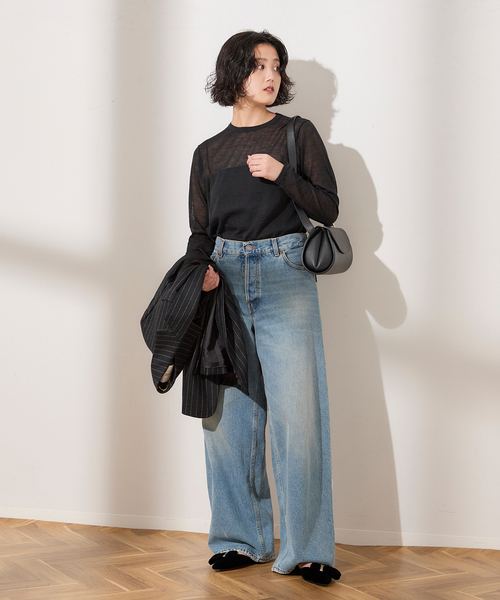 journal standard L'essage（ジャーナルスタンダードレサージュ）の「ARLES シアープルオーバー（ニット/セーター・レディース・ブラック/ブラウン/ライトグリーン・FREE）」の5枚目の写真