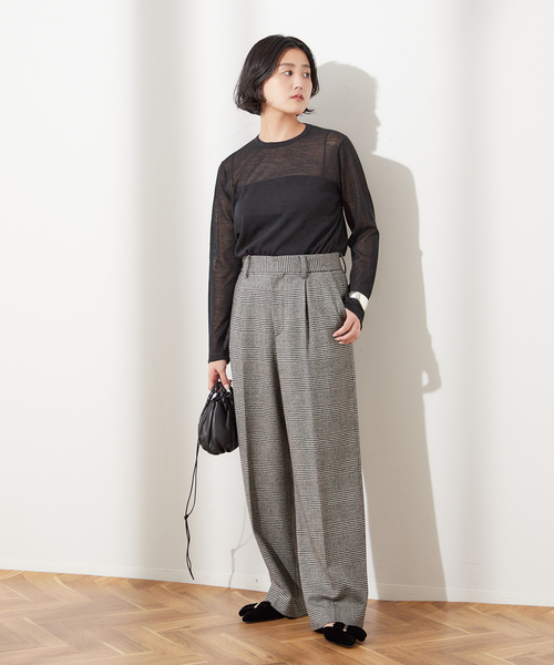 journal standard L'essage（ジャーナルスタンダードレサージュ）の「ARLES シアープルオーバー（ニット/セーター・レディース・ブラック/ブラウン/ライトグリーン・FREE）」の9枚目の写真