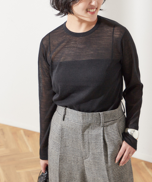 journal standard L'essage（ジャーナルスタンダードレサージュ）の「ARLES シアープルオーバー（ニット/セーター・レディース・ブラック/ブラウン/ライトグリーン・FREE）」の13枚目の写真