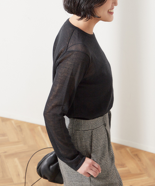 journal standard L'essage（ジャーナルスタンダードレサージュ）の「ARLES シアープルオーバー（ニット/セーター・レディース・ブラック/ブラウン/ライトグリーン・FREE）」の15枚目の写真