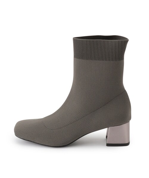 ITS'DEMO（イッツデモ）の「◆【フィット感◎／太めヒール／M・Lサイズ展開】ニットブーツ（ブーツ・レディース・ブラック/ダークグレー・40/38）」の4枚目の写真