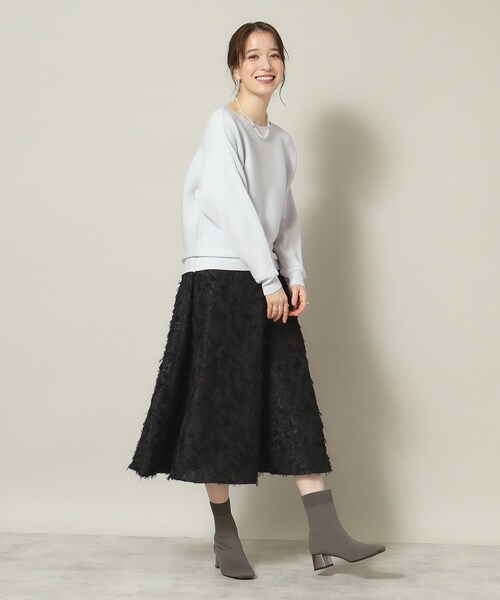 ITS'DEMO（イッツデモ）の「◆【フィット感◎／太めヒール／M・Lサイズ展開】ニットブーツ（ブーツ・レディース・ブラック/ダークグレー・40/38）」の10枚目の写真