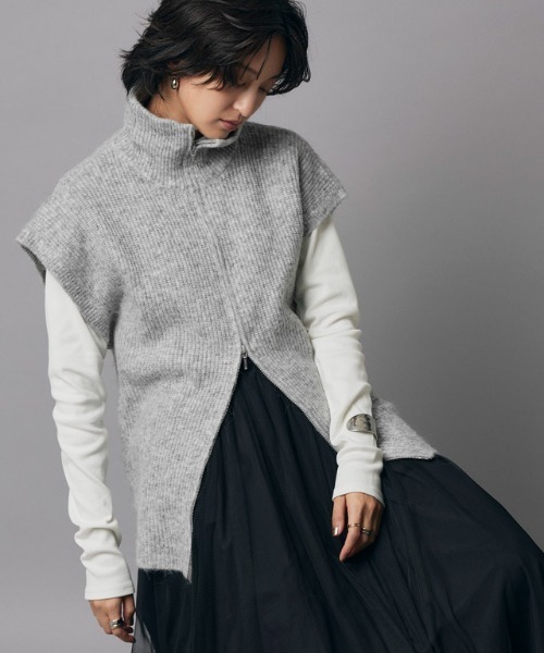 RASW（ラス）の「[RASW]ダブルジップハイネックニットベスト（ベスト・レディース・グレー系その他/ブラック・M/L）」の14枚目の写真