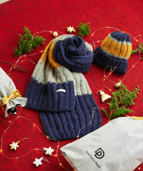 FREAK'S STORE（フリークスストア）の「HAND KNIT LONG MUFFLER（マフラー・メンズ・サックスブルー/ネイビー/ブラック・ONE SIZE）」の5枚目の写真