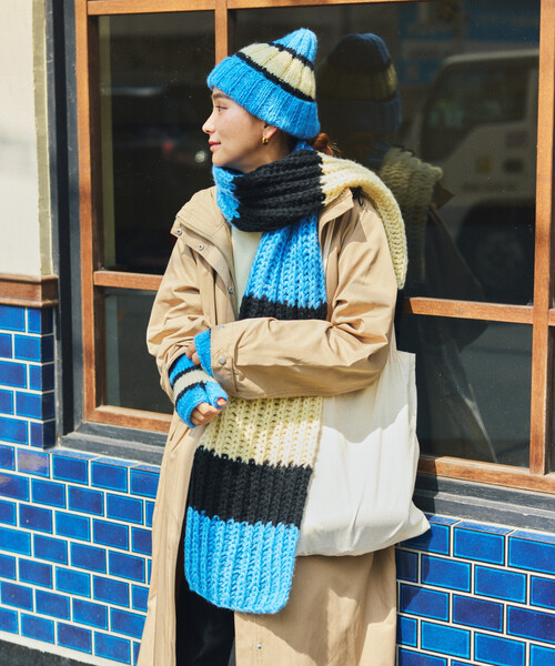 FREAK'S STORE（フリークスストア）の「HAND KNIT LONG MUFFLER（マフラー・メンズ・サックスブルー/ネイビー/ブラック・ONE SIZE）」の13枚目の写真