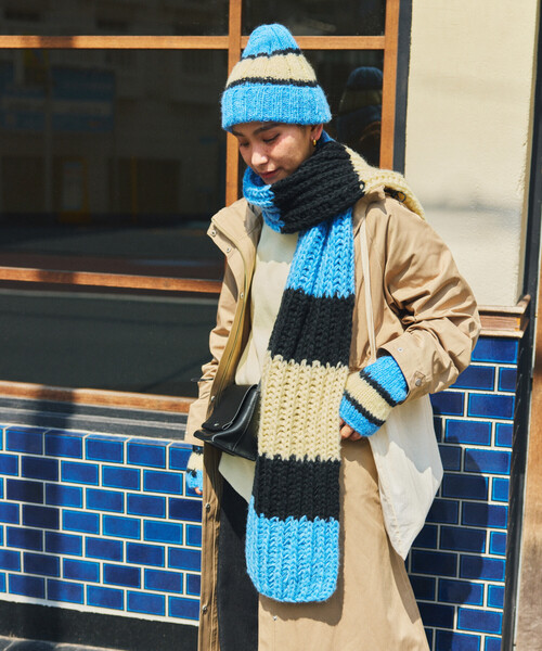 FREAK'S STORE（フリークスストア）の「HAND KNIT LONG MUFFLER（マフラー・メンズ・サックスブルー/ネイビー/ブラック・ONE SIZE）」の18枚目の写真