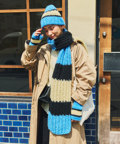 FREAK'S STORE（フリークスストア）の「HAND KNIT LONG MUFFLER（マフラー・メンズ・サックスブルー/ネイビー/ブラック・ONE SIZE）」の19枚目の写真