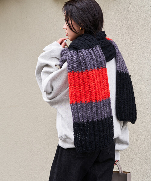 FREAK'S STORE(フリークスストア)の「HAND KNIT LONG MUFFLER(マフラー・メンズ・サックスブルー/ネイビー/ブラック・ONE SIZE)」の18枚目の写真