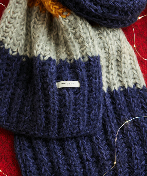FREAK'S STORE(フリークスストア)の「HAND KNIT LONG MUFFLER(マフラー・メンズ・サックスブルー/ネイビー/ブラック・ONE SIZE)」の9枚目の写真