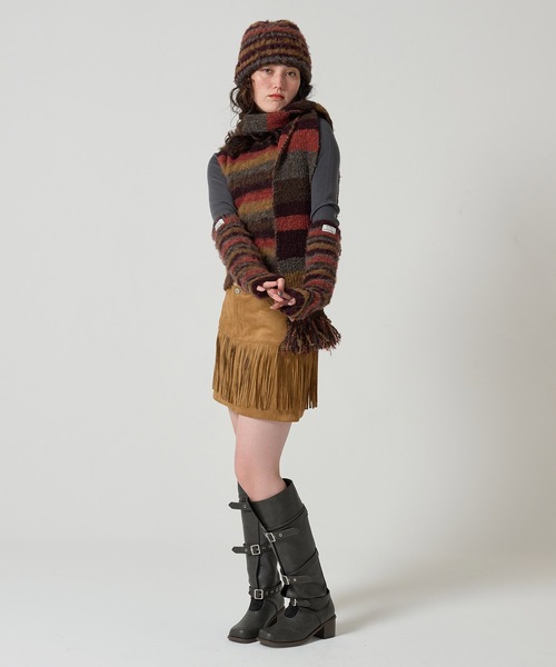 TINA：JOJUN（ティーナジョジュン）の「2024Limited Edition ボーダーマフラー TINA：JOJUN（マフラー・レディース・ブラウン/パープル・M）」の11枚目の写真