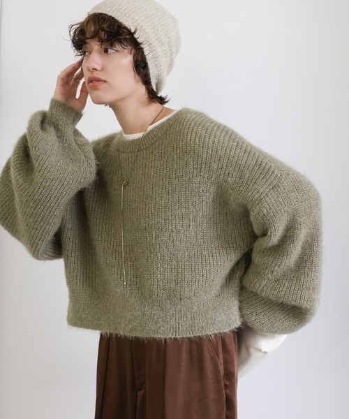 セール】クルーネックシャイニーニット（ニット/セーター）｜select