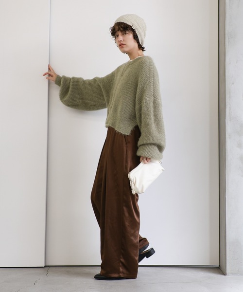 MOKA  セール】クルーネックシャイニーニット（ニット/セーター）｜select