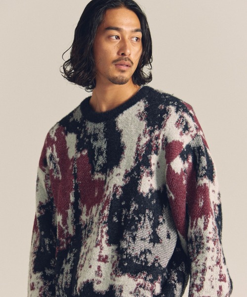 JACKROSE(ジャックローズ)の「JE スプラッシュジャガードクルーニット(ニット/セーター・メンズ・ブラック系2/ブラック・M/L)」の2枚目の写真