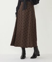 SHIPS Colors:〈手洗い可能〉 フロッキー ドット プリント フレアスカート