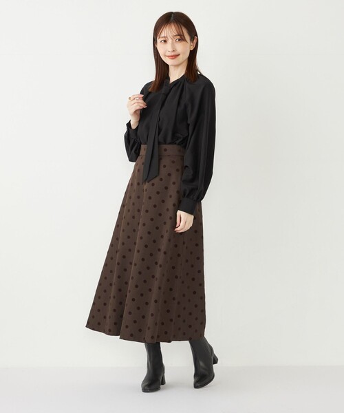 一度のみ着用タグ付き☆Arpege storyフロッキードットスカート☆サイズ