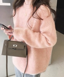 ニット/セーター（ピンク/桃色系・クルーネック(丸首)）ファッション