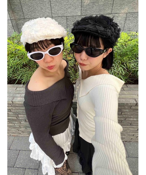 WC(ダブル シー)の「ローズモチーフハンチング(ハンチング/ベレー帽・レディース・アイボリー/ブラック・FREE)」の22枚目の写真