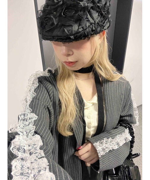 WC(ダブル シー)の「ローズモチーフハンチング(ハンチング/ベレー帽・レディース・アイボリー/ブラック・FREE)」の11枚目の写真