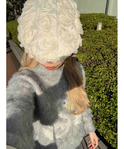 WC(ダブル シー)の「ローズモチーフハンチング(ハンチング/ベレー帽・レディース・アイボリー/ブラック・FREE)」の3枚目の写真