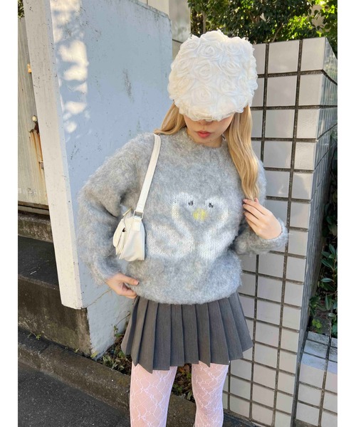 WC(ダブル シー)の「ローズモチーフハンチング(ハンチング/ベレー帽・レディース・アイボリー/ブラック・FREE)」の6枚目の写真