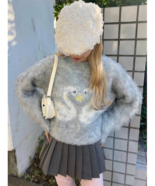 WC(ダブル シー)の「ローズモチーフハンチング(ハンチング/ベレー帽・レディース・アイボリー/ブラック・FREE)」の7枚目の写真