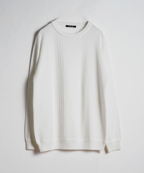 RATTLE TRAP（ラトルトラップ）の「ハイゲージ(12GG)ウール混ニット（ニット/セーター・メンズ・ブラック/ホワイト/ベージュ系その他・M/L/LL）」の2枚目の写真