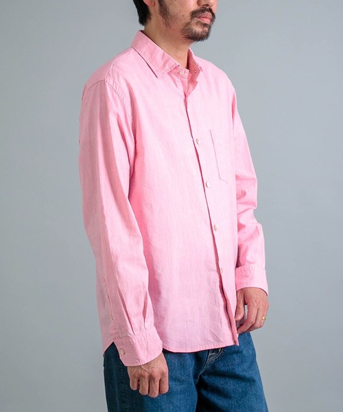 OMNIGOD（オムニゴッド）の「[OMNIGOD mens / オムニゴッド] 撚り杢シャンブレー スプレッドカラーシャツ（シャツ/ブラウス・メンズ・ブルー/ホワイト/ピンク/イエロー・2/3/4）」の5枚目の写真