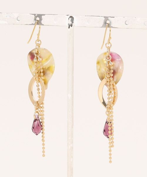 tone（トーン）の「【wamushroom by wamcom*】yellow leaf chain ピアス（ピアス（両耳用）・レディース・パープル・FREE）」の2枚目の写真