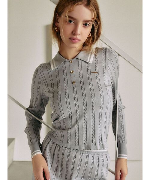 ニット セーター MINI CABLE LINE KNIT/ミニケーブルラインニット「セットアップ着用可」 レディース MINI CABLE LINE KNIT/ミニケーブルラインニット【セットアップ