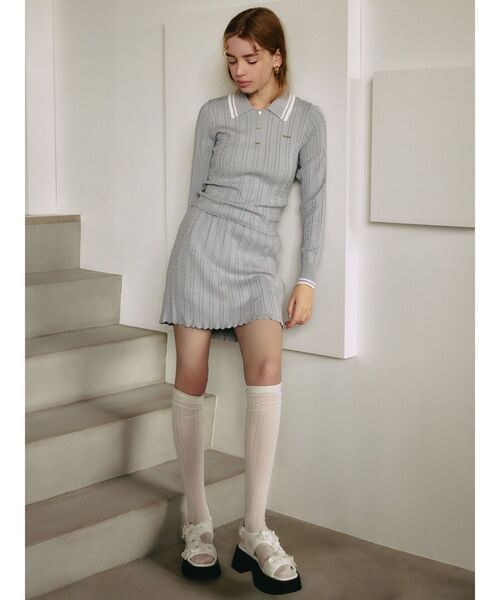 ニット セーター MINI CABLE LINE KNIT/ミニケーブルラインニット「セットアップ着用可」 レディース MINI CABLE LINE KNIT/ミニケーブルラインニット【セットアップ