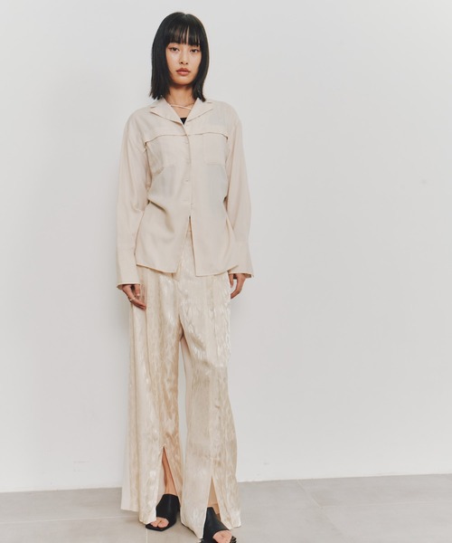 UNITED TOKYO（ユナイテッドトウキョウ）の「【残りわずか！】オープンカラーウールシャツ｜ウォッシャブル（シャツ/ブラウス・レディース・ブラウン/ベージュ・FREE）」の14枚目の写真