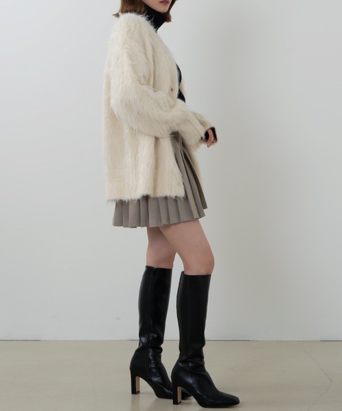 SENEE（セニー）の「pleats mini skirt（プリーツミニスカート）（スカート・レディース・ブラック/ライトベージュ・SMALL/MEDIUM）」の8枚目の写真