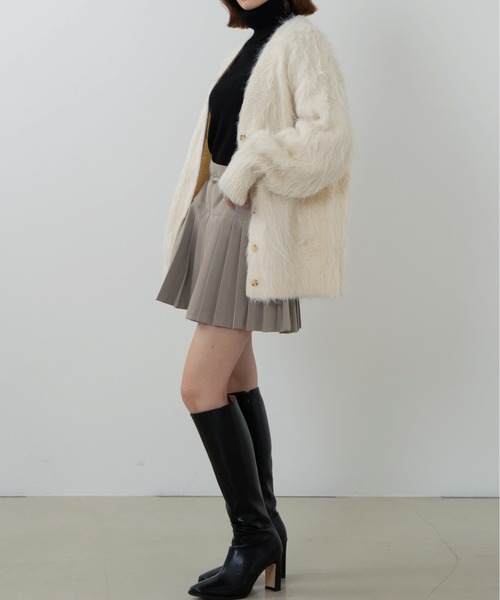 SENEE（セニー）の「pleats mini skirt（プリーツミニスカート）（スカート・レディース・ブラック/ライトベージュ・SMALL/MEDIUM）」の6枚目の写真