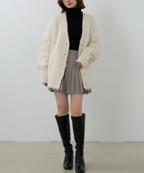 SENEE（セニー）の「pleats mini skirt（プリーツミニスカート）（スカート・レディース・ブラック/ライトベージュ・SMALL/MEDIUM）」の5枚目の写真