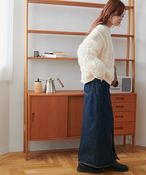 DISCOAT（ディスコート）の「編地切替プルオーバー（ニット/セーター・レディース・アイボリー/チャコールグレー/ベージュ・FREE）」の12枚目の写真