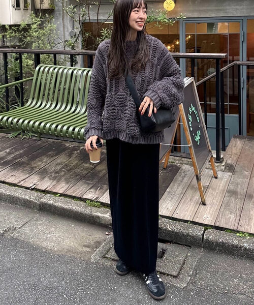 DISCOAT（ディスコート）の「編地切替プルオーバー（ニット/セーター・レディース・アイボリー/チャコールグレー/ベージュ・FREE）」の20枚目の写真