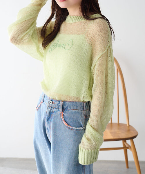 シアー刺繍ロゴニット Kastane（カスタネ）の「【12.13(金)0:00発売】刺繍シアー