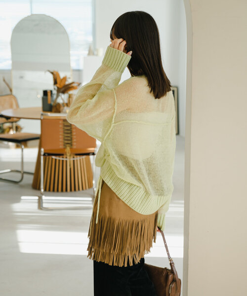 ニット セーター シアー刺繍ロゴニット レディース Kastane（カスタネ）の「刺繍シアーロゴニット（ニット/セーター