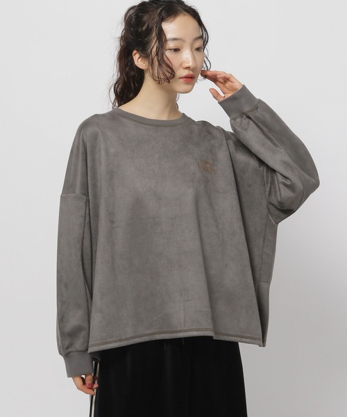 niko and...(ニコアンド)の「フェイクスウェードロゴ刺繍プルオーバー(Tシャツ/カットソー・レディース・チャコール/ピンク/ライトグレー/ライトブルー・FREE)」の3枚目の写真