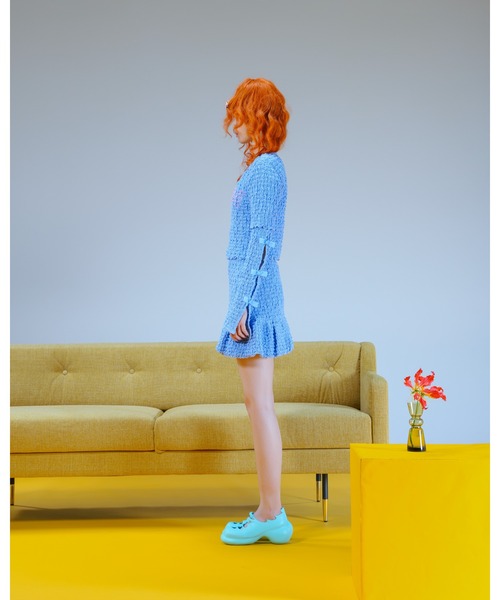 PAMEO POSE(パメオポーズ)の「Gathering Puff Mini Dress(ワンピース・レディース・ホワイト/スカイブルー/ブラック・FREE)」の4枚目の写真