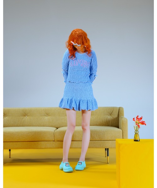 PAMEO POSE(パメオポーズ)の「Gathering Puff Mini Dress(ワンピース・レディース・ホワイト/スカイブルー/ブラック・FREE)」の6枚目の写真