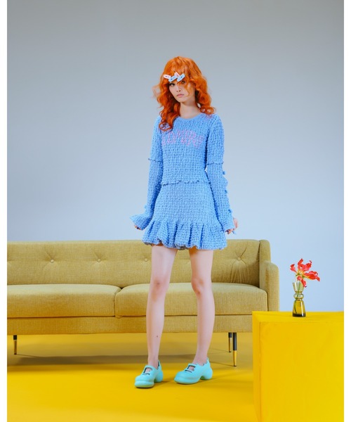 PAMEO POSE(パメオポーズ)の「Gathering Puff Mini Dress(ワンピース・レディース・ホワイト/スカイブルー/ブラック・FREE)」の7枚目の写真