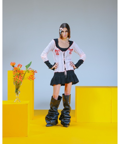 PAMEO POSE(パメオポーズ)の「Gathering Puff Mini Dress(ワンピース・レディース・ホワイト/スカイブルー/ブラック・FREE)」の12枚目の写真